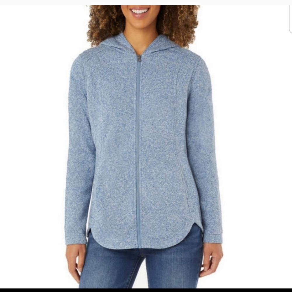 Eddie Bauer women Radiator Fleece 2.0 Long Full-zip hooded Jacket BLUE - Picture 2 of 4